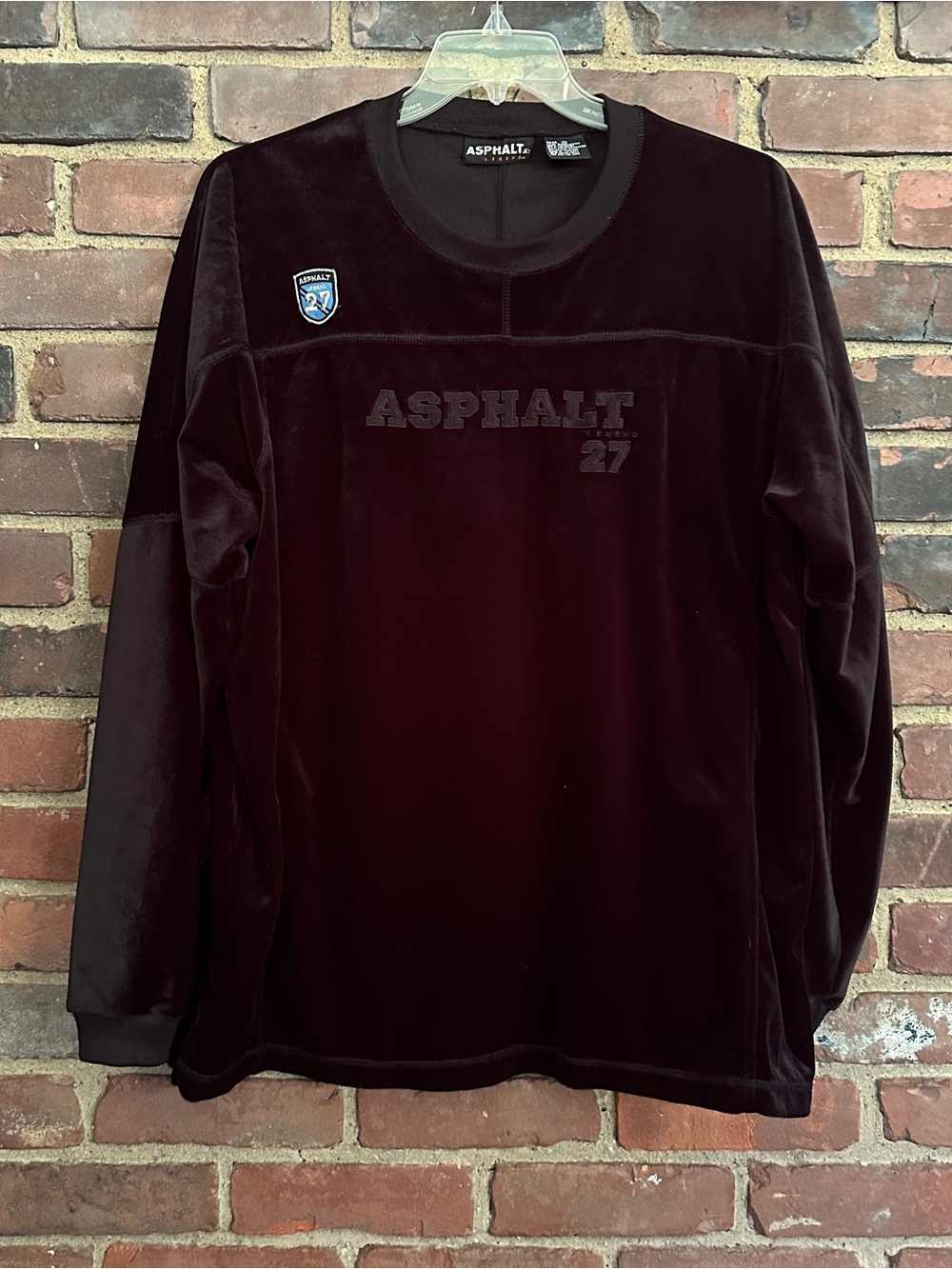 Vtg Asphalt Legend Velvet Shirt Black Long Sleeve XL 52 bust / 30.5” long